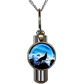 Wolf howling at the moon Urn Necklace Jewelry - Cremation Necklace Jewelry - Ashes Necklace Jewelry - Memorial Jewelry,Wolf howling Cremation souvenir,Memorial Urn