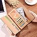 FUNOC Womens Envelope Leather Wallet Button Clutch Purse Long Handbag Zip Bag (Black)