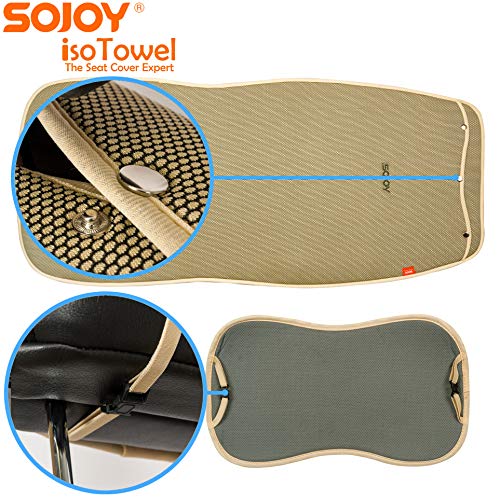 Sojoy Summer Cooling Four Seasons Car Seat Cushions for Front Two Seats Comes with 2 Pieces - Honeycomb Cloth (Cream and Tan) - Thumbnail 4
