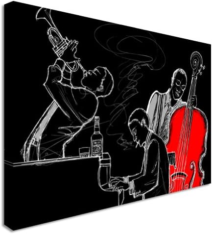 Red Black Jazz Band Canvas Wall Art Print 12x16 inches
