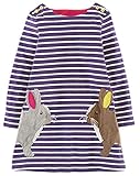 Fiream Girls Cotton Long Sleeve Dress(Purple,4T)