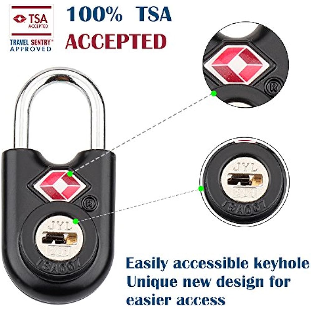 TSA Compatible Travel Luggage Locks, Alloy Body With Steel Shackle