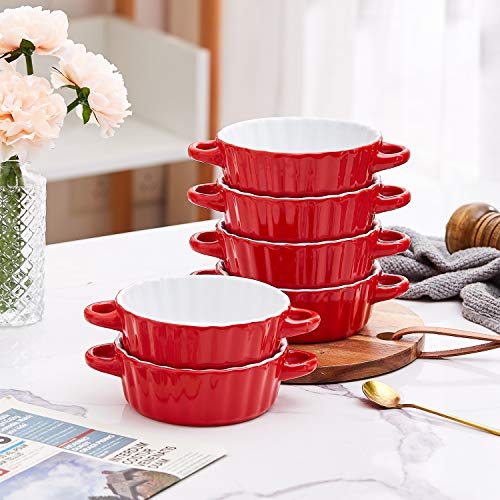 Bake And Serve 10oz. Oven Safe Set Of 6 Ceramic Souffle Dishes, Round