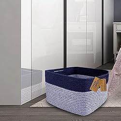 COMFY-HOMI 3PACK Rectangular Cotton Rope Basket