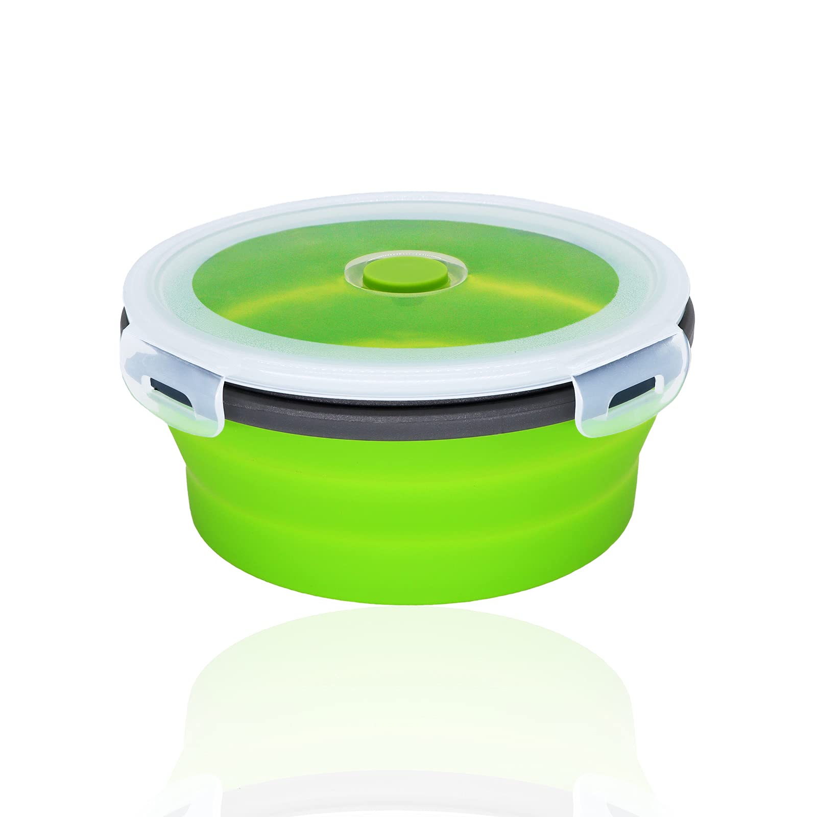 NEUSID Portable Camping Bowl, Portable Silicone Bowl Collapsible Bowl Camping Silicone Camping Bowl with Lid for Travel Camping Hiking, Portable Picnic Storage Bowl for Kitchen, 500ML, Green