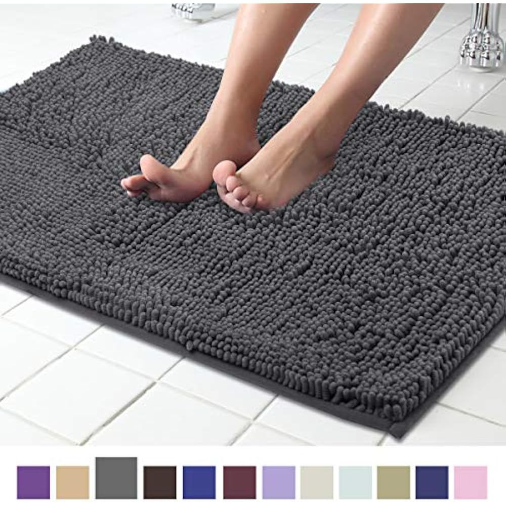 Non Slip Shaggy Chenille Soft Microfibers Bathroom Rug Water Absorbent