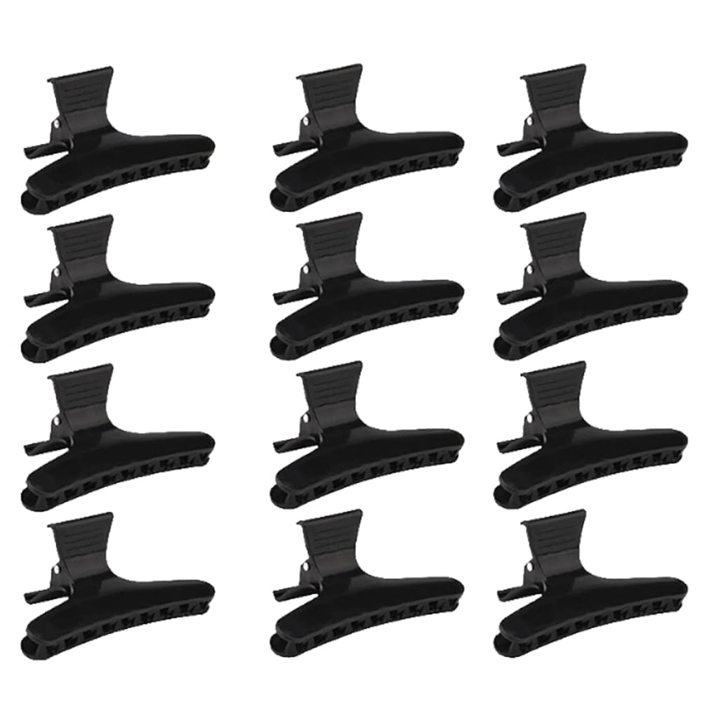 12 PCS Butterfly Hair Clips – Black Salon Hairdresser Clips for Hair Styling, Durable Accessories for Women & Girls