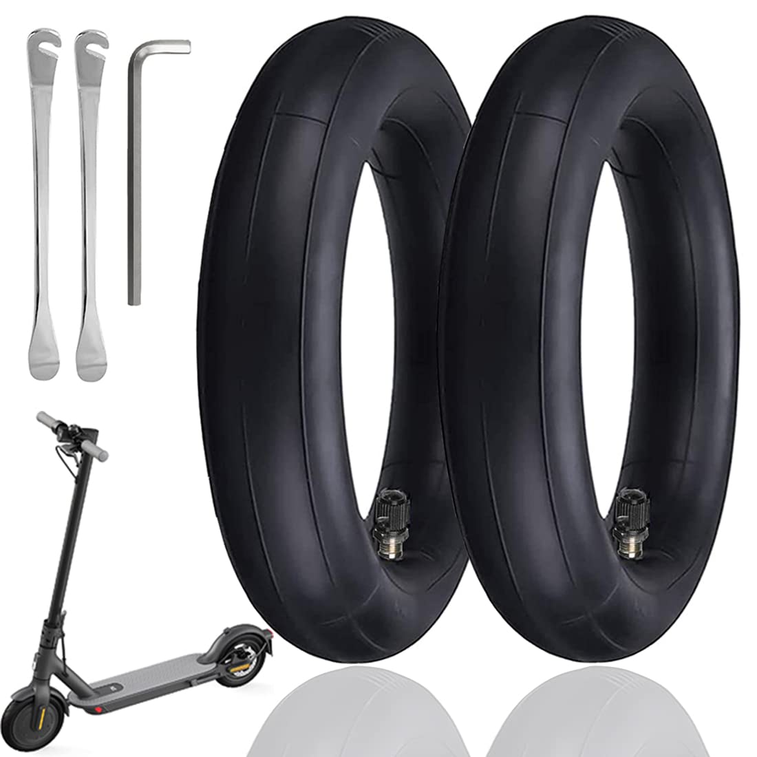 OUXI 2 Inner Air Tires for Xiaomi M365 Scooter 8 1/2x2, 8.5 Scooter Tires Butyl Rubber Double Thickness Front/Rear Wheel Replacement Air Chamber for Electric Scooter