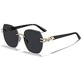 STGATN Trendy Rimless Womens Sunglasses, UV Protection Designer Shades, Stylish Diamond Cutting Frameless Sun Glasses ST7703