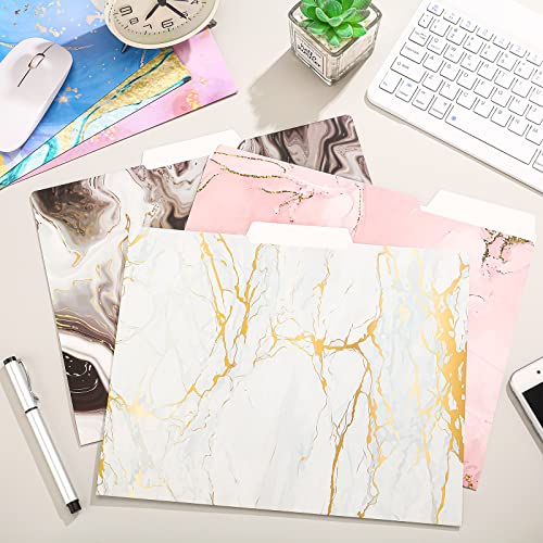 24 Pcs Marble File Folder Set Decorative File Folders for Filing