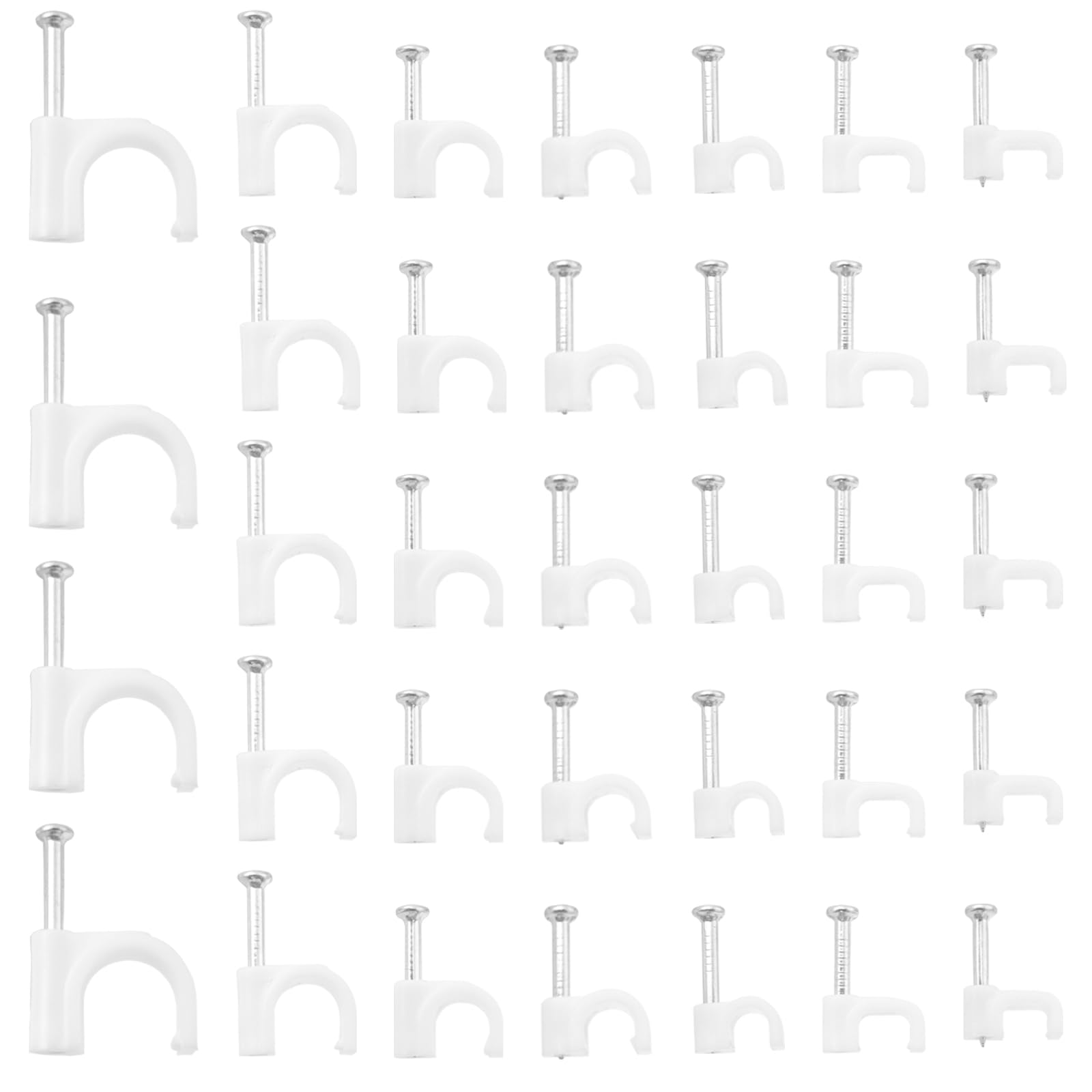 XNJIHWA 700Pcs Cable Clips Wall Wire Clips White Cable Tidy Clips Round Flat with Steel Nails 4mm 5mm 6mm 8mm 10mm for Organizing Electric Wires Cables Line TV