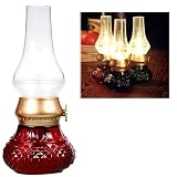 Anpress Decorative Rechargeable Flameless Candle Lantern, Vintage Oil Table Lamp with Blow ON/Off Control, Dimmer Control Key, Kerosene Lamp, Bedside Lamp,Small Night Light (Red)