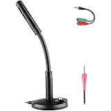 XIAOKOA PC Condenser Microphone, Microphones for PC/Desktop / Laptop/Notebook / Ipad Plug & Play 3.5mm Adjustable for Recording, Gaming, Podcasting, Online Chatting (A2)