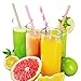 Paper Straws - 200-Pack Pink, Gold, and Peach Colored Fun Drinking Straws with Coral Stripes, Polka Dot, and Star Designs by Esdabem
