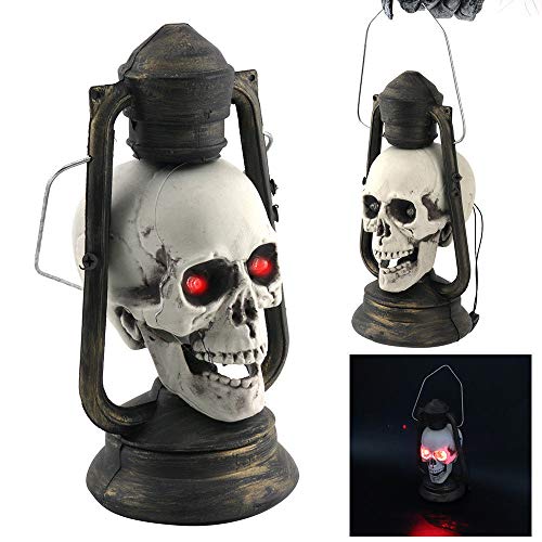 Ywoow  2019 LED Skull Lantern Glowing Eyes Creepy Hanging Lamp Halloween Decor Props