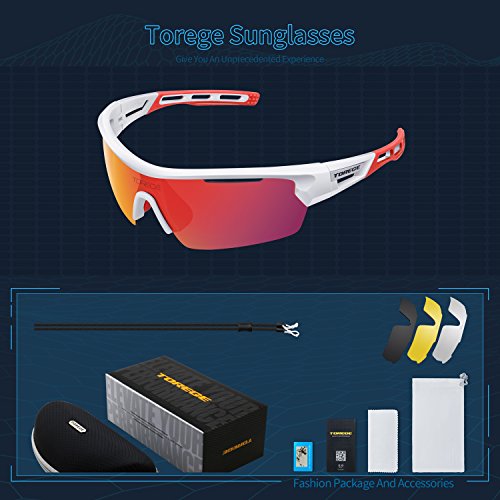 image for Torege Polarized Sports Sunglasses for Men Women Cycling Running Drivi
