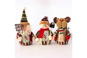 Christmas Decor, Sepanda 3pcs Standing Santa Claus Snowman Reindeer Dolls Holiday Ornaments for Table Fireplace Indoor Home D