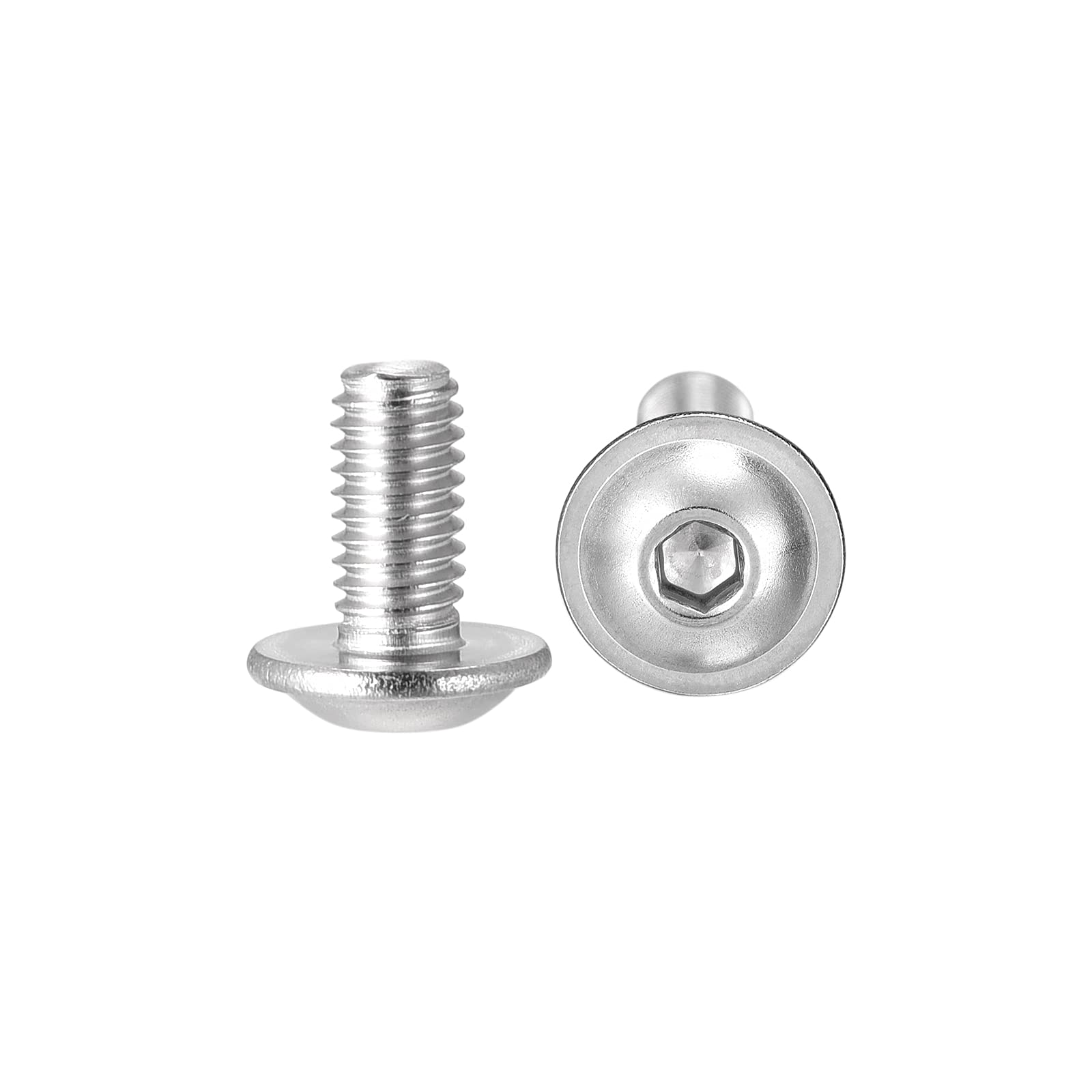 Photo 1 of uxcell Flanged Button Head Socket Cap Screws, M3*6mm Hex Socket Drive Screw, 304 Stainless Steel Fasteners Bolts, Fully Threaded Machine Screw 100Pcs