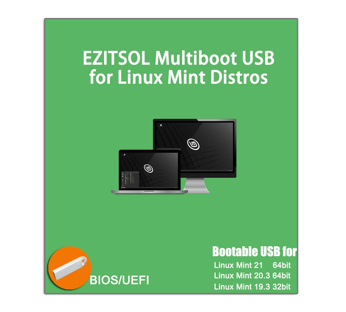 USB for Linux Mint 22 & 21.3 64bit,19.3 32bit | 3IN1 Bootable Linux USB for Linux Mint, Flash Drive,USB Stick,Jump Drive,Pendrive,Thumb Drive