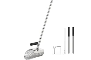 SIVEIS Sand Scoop for Metal Detecting, Long Handle 304 Stainless Steel Beach Sand Scoop, Heavy Duty Fully Welded & Rivet Rein