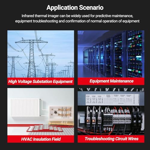 Cámara Termográfica Portátil, Resolución 120x90, Rango 20°C a 550°C, 84GB Almacenamiento, para Construcción y Maquinaria Eléctrica