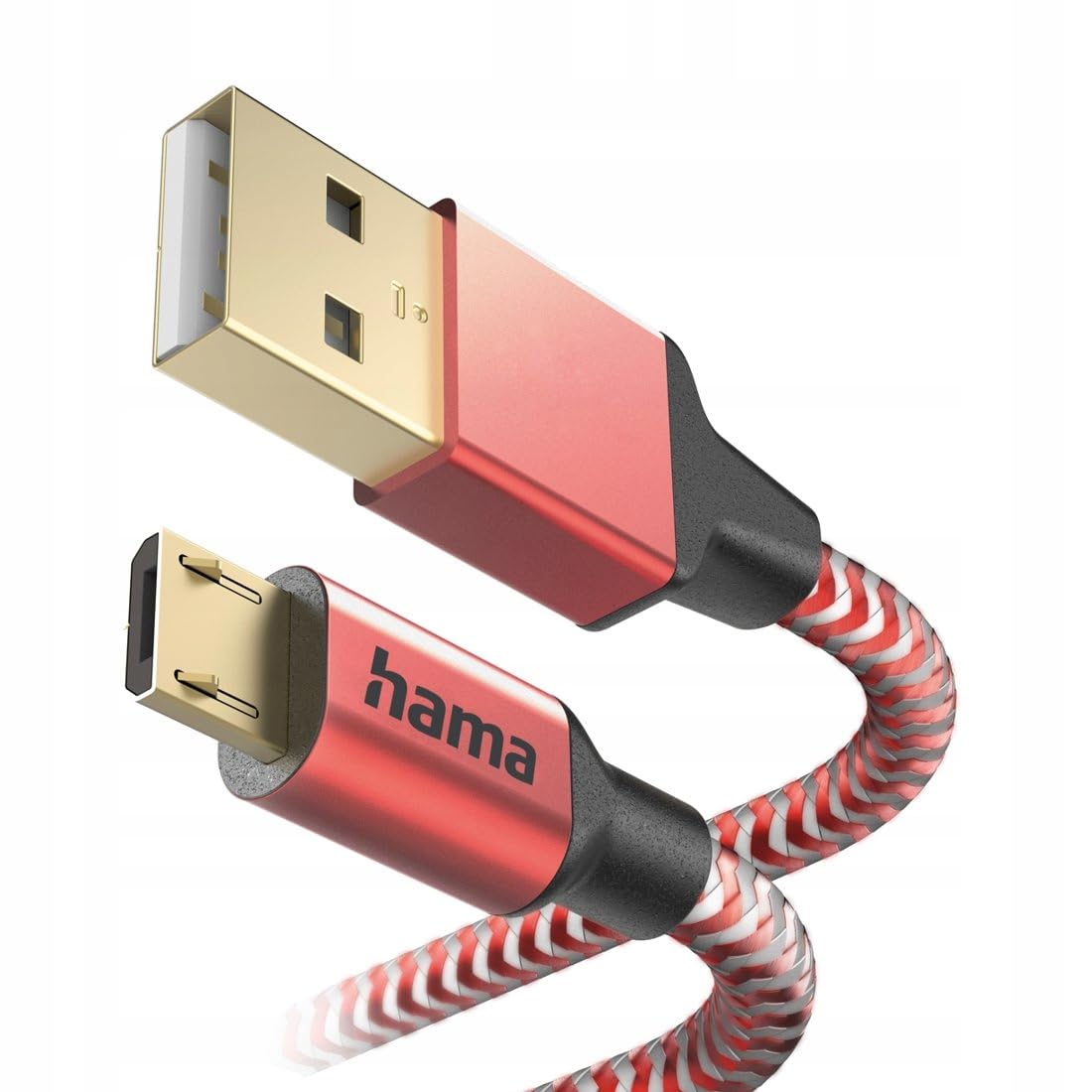 Hama USB Cable 2.0 A Male to Micro USB Charging Plug (480 Mbit/s, 3 A, Nylon, 1.5 m) Red