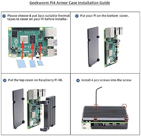 Camisin para Raspberry Pi 4 Estuche Armadura,Raspberry Pi 4 Computadora Modelo B Armadura Carcasa Enfriamiento Pasivo AleacióN de Aluminio Compatible con Raspberry Pi 4 Model B Solamente