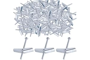 Glarks 60Pcs 1/8'' Zinc Plated Steel Round Head Toggle Bolt and Wing Nut for Hanging Heavy Items on Drywall (1/8'')
