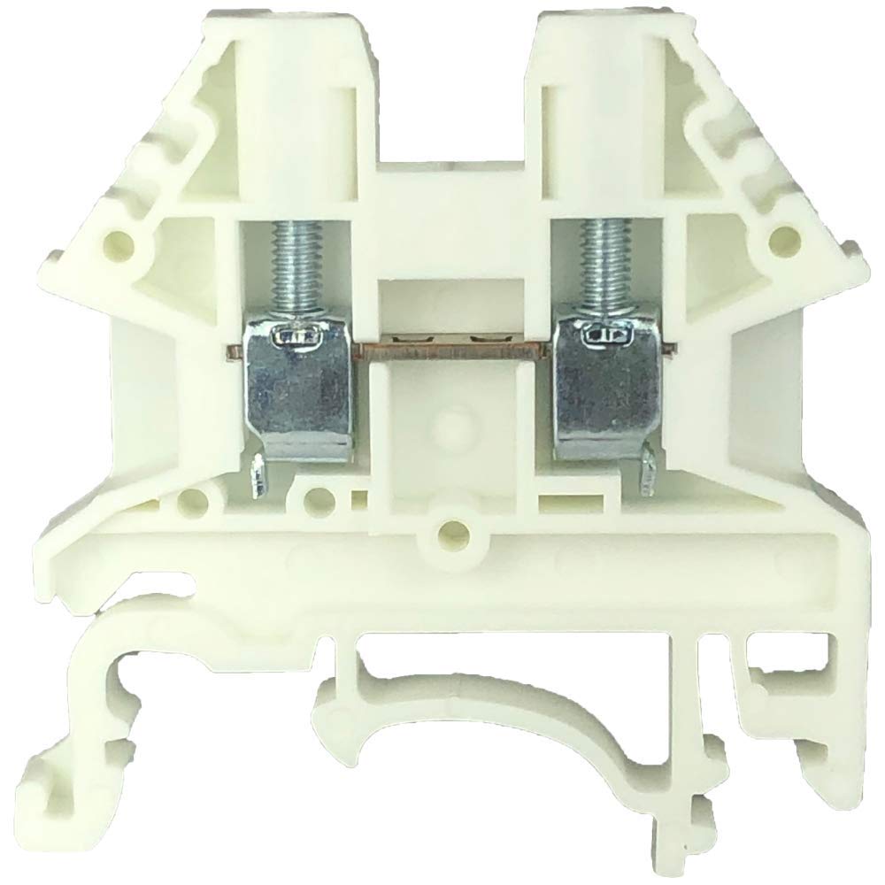 Dinkle White DK2.5N-WE DIN Rail Terminal Block Screw Type UL 600V 20A 12-22AWG, Pack of 100