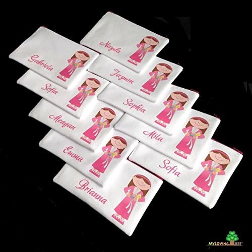 Spa girl party favors, girls birthday party, spa party, sleepover party favors, slumber party zipper pouches, personalized party gifts spa themed party gift ideas