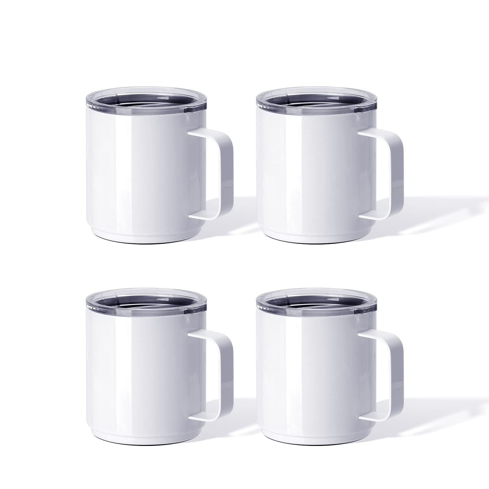PYD Life Sublimation Mugs Kids Stacked Mugs Set 13 OZ White Blanks,Coffee Travel Camping Mugs for Cricut Mug Press Tumbler Heat Press Sublimation Oven Printing 4 Pack