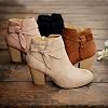 PiePieBuy-Womens-Tie-Knot-Chelsea-Pump-Ankle-Boots-Closed-Toe-Stacked-Heel-Booties-Shoes