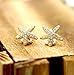 Libaraba Cute Full Rhinestone Studded Starfish Shaped Earrings,Exquisite 18k Plated Earrings
