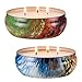 Howemon Scented Candles Jasmine & Rose,3 Wick Candle Natural Soy Wax Portable Travel Tin Candle,Set Gift of 2