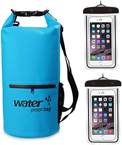 Kayak Waterproof Dry Bag Light Weight Backpack Heavy Duty Duffle Float Gear Sack with Shoulder Strap, Cell Phone dry bag pouch, Extra Zip Pocket for Kayaking Boating Sailing Fishing Camping Hiking 20L