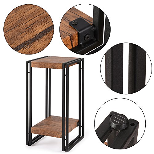 FIVEGIVEN Tall Side End Table for Small Spaces Narrow Night Stand for Bedroom Rustic Brown 27.6