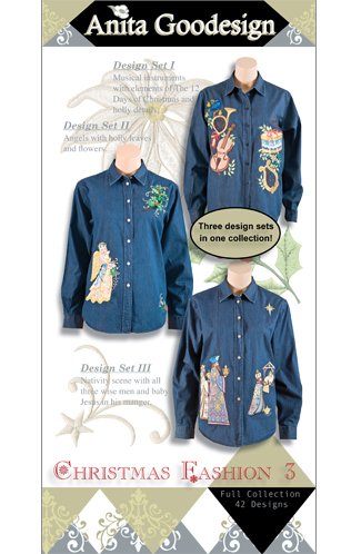 Anita Goodesign Christmas Fashion 3 Embroidery Designs