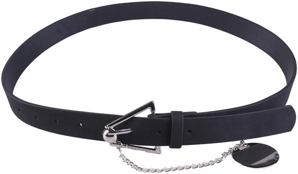 DCY Simple White Chain Decorative Belt Women Iron Triangle Needle Buckle Decorative Belt , black