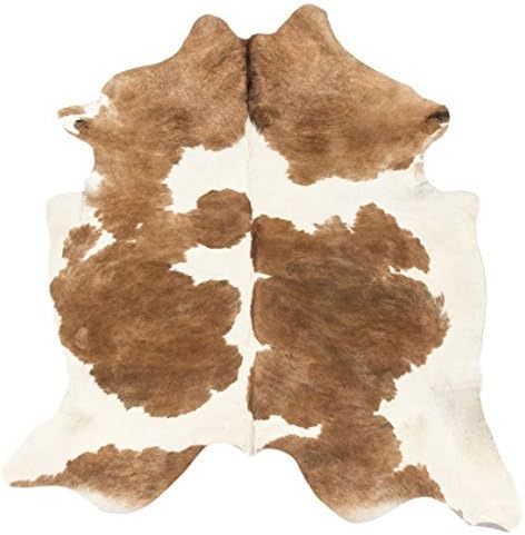 Kathy Kuo Home Light Brown White Brazilian Hair on Hide Rug