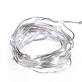 BZONE Cool White LED Fairy Light String Lights, 16.4FT 50 LED Battery Operated LED Light String Fairy Lights