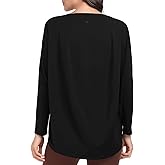 HeyNuts Women's Pima Cotton Long Sleeve Workout Shirts Boat Neck Athletic Loose Fit Soft Tops Fall Casual Shirts