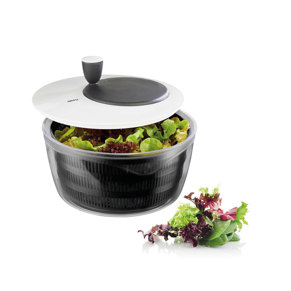 Gefu GF28170 Salad Spinner, Silver,Ø 25 cm - H 17 cm - 3 Liter
