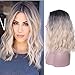 Rosa Star Short Wavy Synthetic Hair Wigs for Women Ombre Hair Wig Synthetic Heat Resistant Cosplay Fiber Hair Wigs Blond Color (1t/613#)