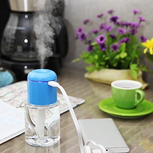 ABSL Portable Humidifier with USB for mist moisturizing car, office, desk, room, travel (Blue)