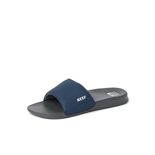 Reef One Slide Mens Sandal, Lightweight & Water Friendly, Navy/White, 7