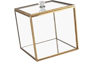 Elegant Glass Cotton Swab Storage Box with Gold Accent Clear Organizers for Bathroom and Home