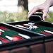 Smart Tactics Premium Backgammon Set - Large 17'' Wood & PU Leather Folding Backgammon Board Game - Green/White/Red Felt Interior - Includes Dice Cups, Doubling Cube & Instruction Manual