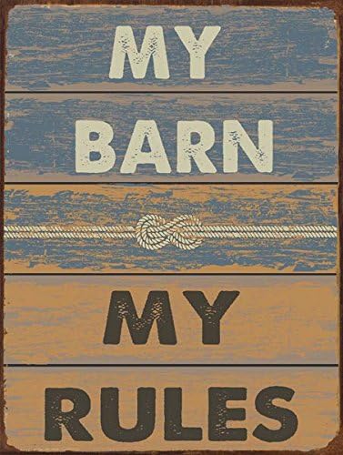 Amazon Com Omsc My Barn My Rules Metal Sign Stable Rustic Decor