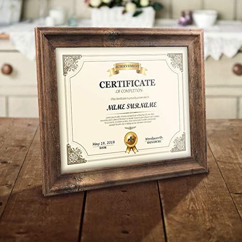 Artsay 8.5x11 Certificate Document Frame Rustic Distressed Picture