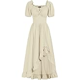 Scarlet Darkness Renaissance Dress Women Cottagecore Corset Dress Ruffle Maxi Dress with Pockets